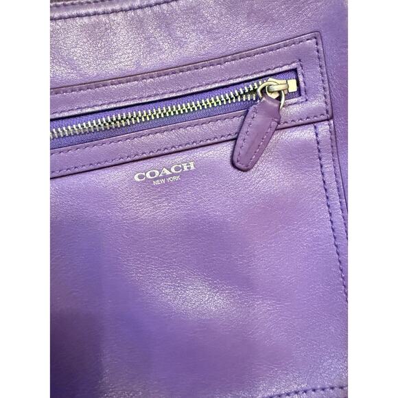 Coach City Crossbody Bag Purple Leather Zip Pocket Adjustable Strap - Picture 2 of 9